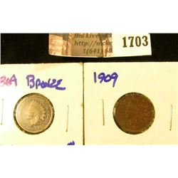 1703 . 1864 and 1909 Indian Head Cent