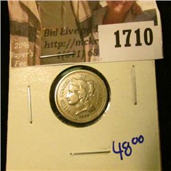 1710 . Upgrade 1869 Three Cent Nickel With A Rotated Reverse