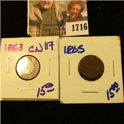 1716 . 1863 Copper-nickel and 1865 Indian Head Cents