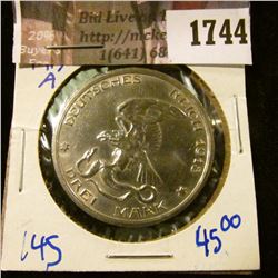 1744 . German States/Prussia Silver 3 Mark Coin.  On The Front Is A