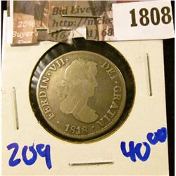 1808 . Mexican- Spanish Colony - Silver 2 Reales Dated 1818.