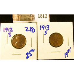 1817 . Better Grade 1912-S and 1913-S Wheat Cents