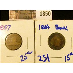 1850 . 1857 Flying Eagle Penny and 1864 Indian Head Penny