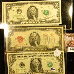 1859 . Two Crisp and Consecutive Two Dollar Star Notes Series 1976,