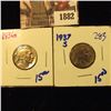 Image 1 : 1882 . 1936 and 1937-S Buffalo Nickels