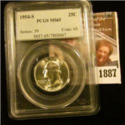 1887 . 1954-S Washington Quarter Graded MS 65 By PCGS
