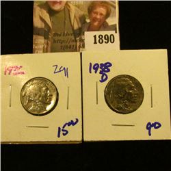 1890 . 1936 and 1938-D Buffalo Nickels