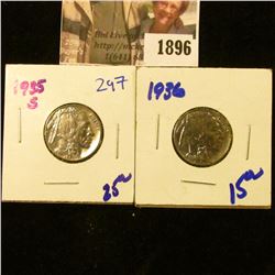 1896 . 1935-S and 1936 Buffalo Nickels
