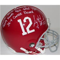 AJ McCarron Signed Alabama Full-Size Authentic Pro-Line Helmet with (4) Career Stats Inscriptions (R