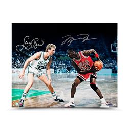 Michael Jordan  Larry Bird Signed  Battle Tested  LE 16x20 Photo (UDA COA)