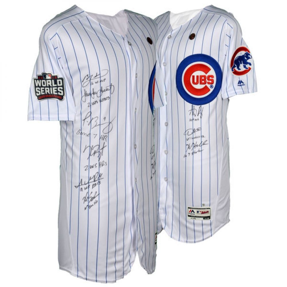 2016 Cubs World Series Champions Jersey Team Signed By 9