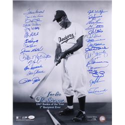 Jackie Robinson Dodgers LE 16x20 Photo Signed by (29) With Tom Seaver, Andre Dawson, Pete Rose, Darr