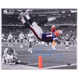 Rob Gronkowski Signed Patriots 16x20 Custom Framed Photo on Canvas (Radtke COA)