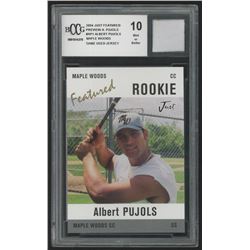 2004 Just Featured Preview Pujols #AP1 Albert Pujols Maple Woods with Game-Used Jersey (BCCG 10)