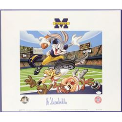 Bo Schembechler Signed LE Michigan Wolverines  Bugs Knows Bo  19x23 Lithograph (JSA COA)