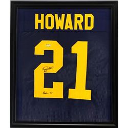 Desmond Howard Signed Michigan Wolverines 23x27 Custom Framed Jersey Inscribed  Heisman '91  (Radtke