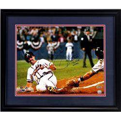 Sid Bream Signed Braves 23x27 Custom Framed Photo Display Inscribed  That Slide    10/14/92  (Radtke