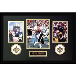 Archie Manning Signed Saints 16x26 Custom Framed Photo Display (Radtke COA)