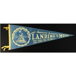 1969 Vintage Original Apollo 11  First Landing on the Moon  Pennant (Neil Armstrong, Buzz Aldrin  Mi