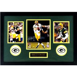 Brett Favre Signed Packers 16x26 Custom Framed Photo Display (Radtke COA)