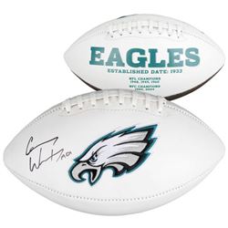 Carson Wentz Signed Eagles Logo Football Inscribed  AO1  (Fanatics)