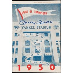 Mickey Mantle Signed Yankees Original 1950 Scorecard (JSA ALOA)
