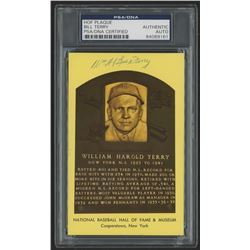 Bill Terry Signed Gold HOF Card (PSA Encapsulated)