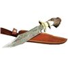 Image 1 : 15" Inch Hand Made Damascus Steel Hunting Bowie Knife Deer Antler