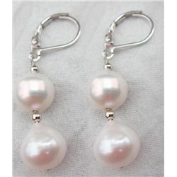 9.5-12mm Aaa Perfect South Sea White Pearl Earrings 14k Hook