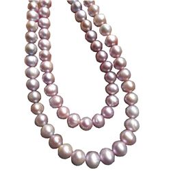 35" Aaa 9-10mm Round South Sea Genuine Purple Pearl Necklace Note: 14k Gold Clasp