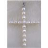 White Aaa Natural 14k Gold South Sea Pearl Cross Pendant Necklace