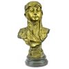 Art Deco Gilt Bronze Female Goddess Bust Bronze Sculpture Great Detail Statue