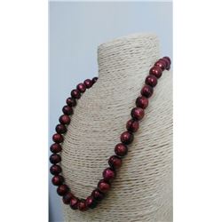 12-13mm Baroque Tahitian Wine Red Pearl Necklace 18" 14k