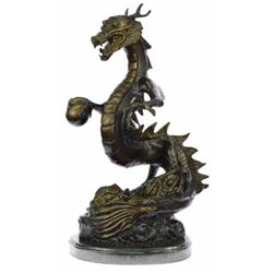 Original Limited Edition Signed Dragon by Thomas Bronze Sculpture Marble Base Statue