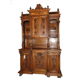 Carved Oak Buffet With Lion Masks