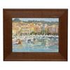 Image 1 : 20thc Signed Oil On Board, Harbor Houses & Boats