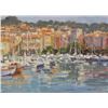 Image 2 : 20thc Signed Oil On Board, Harbor Houses & Boats