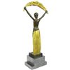 Image 3 : Signed~Chiparus~ Gold Patina Gilt Shawl Dancer Bronze Sculpture Marble