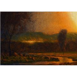 Original Oil Painting Landscape Signed On Canvas Vintage Antique Style 9095 Cole