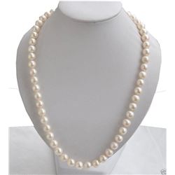 8-9mm Genuine Natural White Akoya Freshwater Pearl Necklace 18"AAA