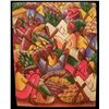 Image 6 : Signed Acrylic Painting, Haitian Farmers Market Ready To Frame 43.84 Idiot Sale