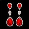Image 1 : Rhodium Plated Red Crystal Rhinestone Chandelier Drop Dangle Earrings