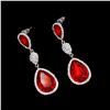 Image 3 : Rhodium Plated Red Crystal Rhinestone Chandelier Drop Dangle Earrings