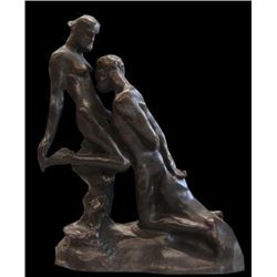 After Rodin, The Eternal Idol, Lovers, Bonded Bronze Replica Sculpture