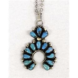 Vintage Navajo Sterling Turquoise Pendant Necklace