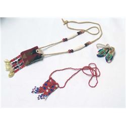 Sioux Beaded Fetish Bag Necklaces & Moccasins