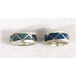 Navajo Silver & Channel Inlay Turquoise Rings