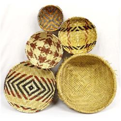 5 Native American Hopi Sifter Baskets