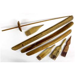 8 Native American Navajo Carved Wood Weaving Tools