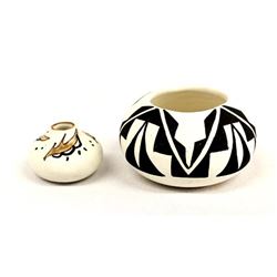 2 Isleta Pueblo Miniature Pottery Bowls